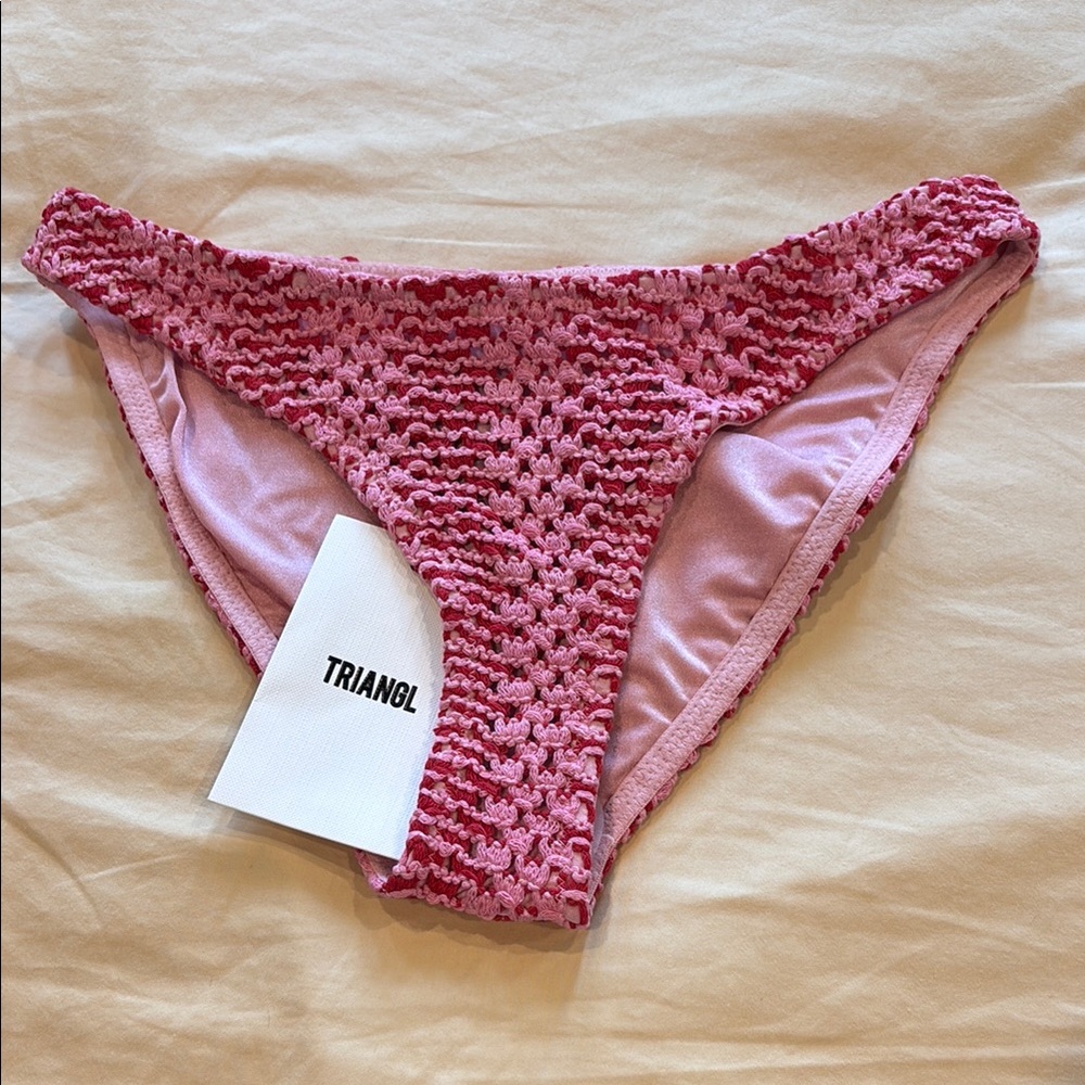 MAIA - ALINA Pink Crochet Scoop Bikini Bottoms